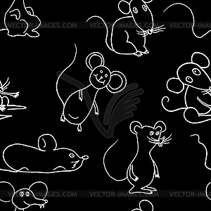 Seamless background with sketch mouse paper or - vector image