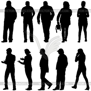 Silhouette Group of People Standing - vector clipart