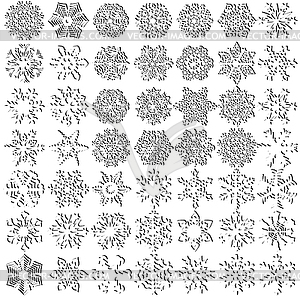 Set silhouette of snowflakes icons - vector clip art