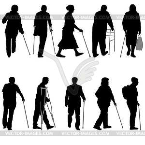 Set ilhouette of disabled people - vector clip art
