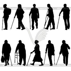 Set ilhouette of disabled people - vector clip art