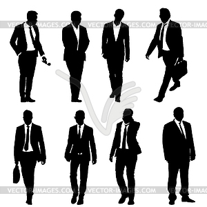 Set silhouette businessman man in suit with tie - vector clip art