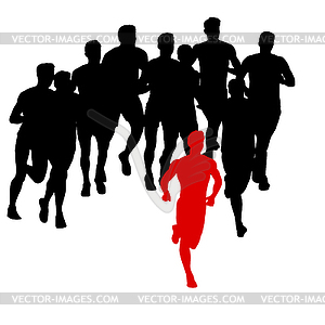 Set of silhouettes. Runners on sprint men - vector clip art