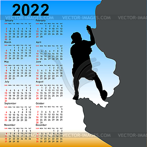 Stylish calendar with silhouette rock climber on - royalty-free vector clipart