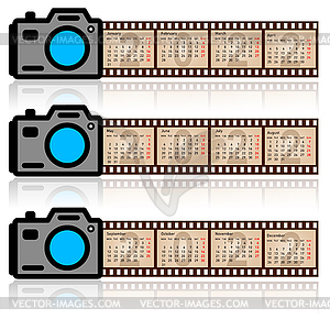 Stylish calendar for 2022 Camera with 35mm film - color vector clipart