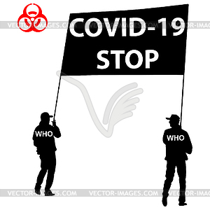 Stop coronavirus SARS Covid two carry poster - color vector clipart