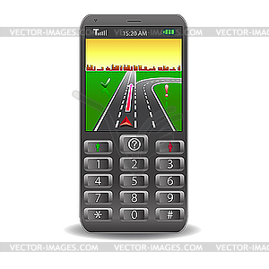 Мобильный телефон с GPS и картой - клипарт в векторном формате