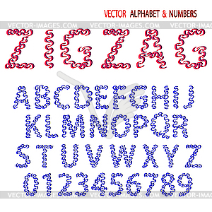 Ornamental zigzag alphabet - vector image