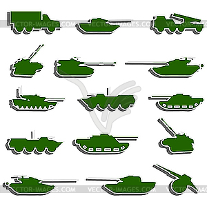 Tanks, artillery and vehicles of second world war - vector clipart