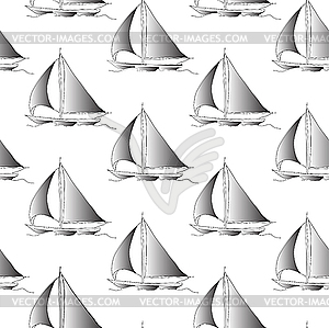 Seamless pattern with sailboat  - vector clipart / vector image