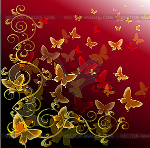 Abstract colourful background with butterflies - vector clipart