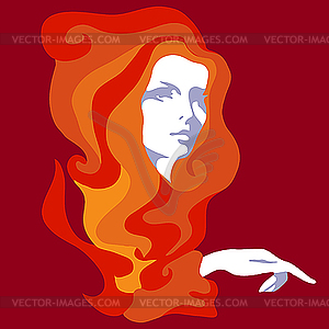 Girl with long hair - vector image