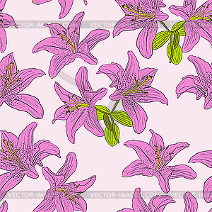 Seamless background with flower lily.  - vector clipart