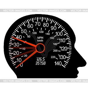 Car speedometer in the human brain - vector image