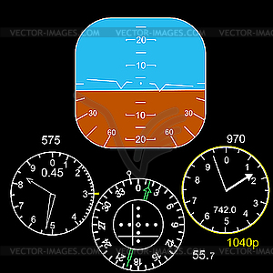 Control panel in plane cockpit - vector clipart