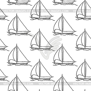 Seamless pattern with sailboat  - vector clip art