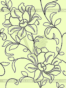 Seamless pattern of flowers and leaves  - royalty-free vector clipart