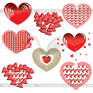 Set of Red Hearts - stock vector clipart