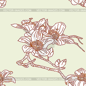 Seamless pattern with orchid flowers - vector clipart / vector image