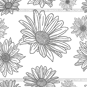 Floral pattern with set of different flowers.  - vector clipart