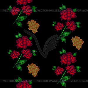 Seamless pattern of flowers and leaves  - vector clipart