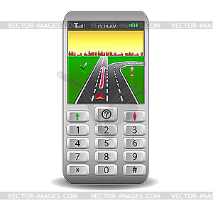 Mobile phones with GPS and street map - vector clipart