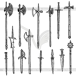 Weapon collection, medieval weapons - vector clipart