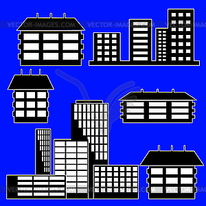 Different kind of houses and buildings - - vector image