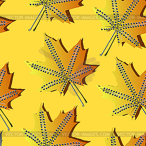 Seamless autumn pattern with leaves - vector image