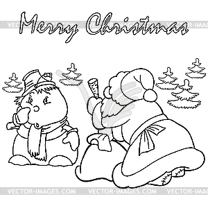 Santa Claus and Snowman - vector image