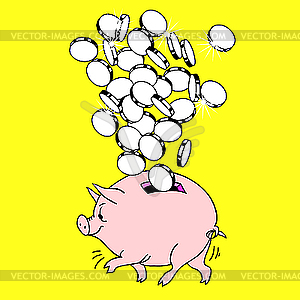 Piggy bank and money - vector clip art