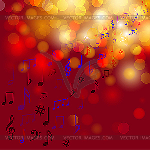 Abstract colourful background with music notes - vector image