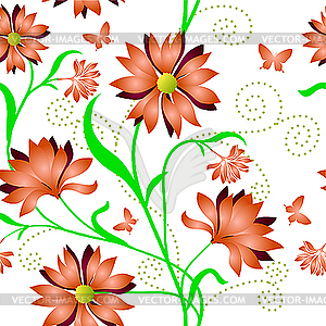 Elegant seamless flower pattern - vector clip art