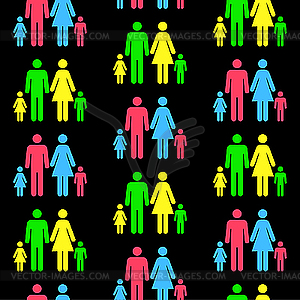 Seamless pattern with silhouettes of family - vector clip art