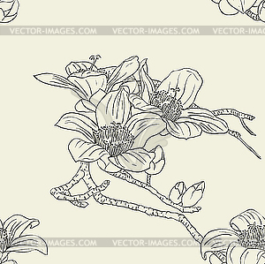 Seamless pattern with orchid flowers - vector clip art