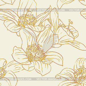 Seamless pattern with orchid flowers - vector image