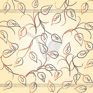 Pattern with curling leaves of plant - vector clipart