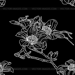 Seamless pattern with orchid flowers - vector clipart / vector image