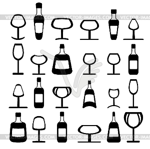 Wine Beer Glass Cup and bottle - vector clipart