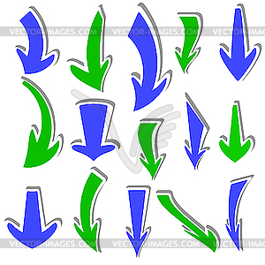 Arrows stickers different flowers and shapes - vector image