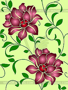 Seamless pattern of flowers and leaves  - royalty-free vector image