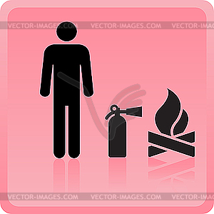 Икона с огнетушителем и человечком - графика в векторе