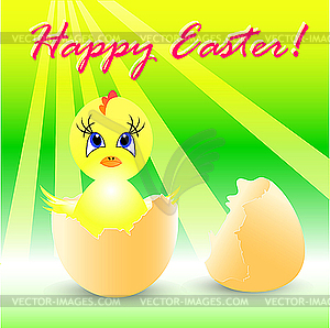 Easter holiday with chicken - vector image