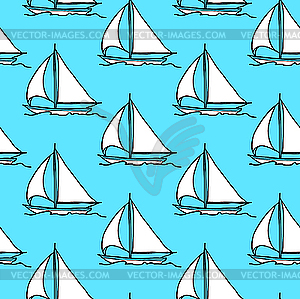 Seamless pattern with sailboat  - vector image