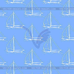 Seamless pattern with sailboat  - vector clipart