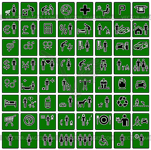 Зеленые иконки - цветной векторный клипарт
