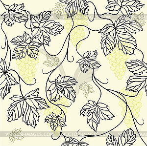 Seamless Pattern with leaves and grapes - vector image