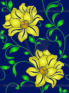 Seamless pattern of flowers and leaves  - vector clip art