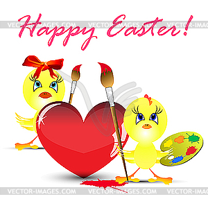 Easter holiday with chicken - vector clip art
