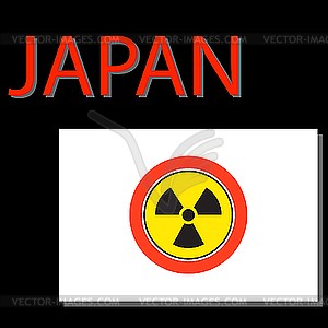 Japan map with danger on an atomic power station - vector clip art